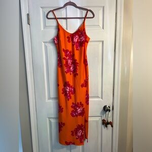 SCOOP Pink & Orange Floral Sleeveless Midi Dress